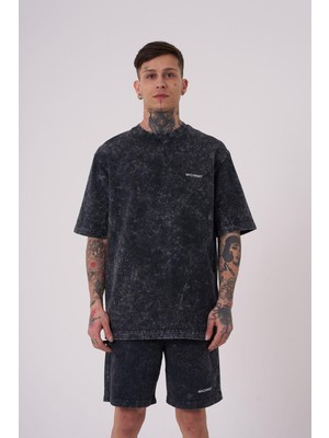 Machinist Erkek Luxury Yıkamalı Basic Relaxed Asphalt Spotted Tişört