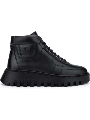 Tamer Tanca Erkek Hakiki Deri Siyah Casual Bot 352 21561 Erk Bot SK24-25 Sıyah Nappa