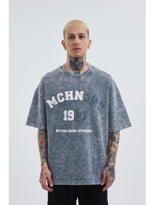 Machinist Erkek Yıkamalı Nakışlı Oversize Ghost Spotted Tişört