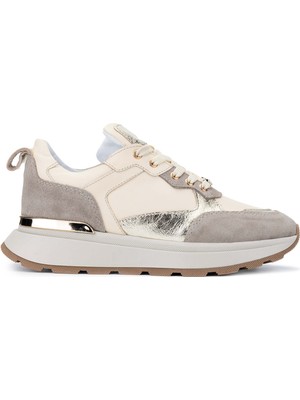 Tamer Tanca Kadın  Deri Bej Sneakers & Spor Ayakkabı 923 68 Bn Ayk SK24-25 Bej Suet/altın