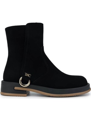 Tamer Tanca Kadın  Deri Siyah Süet Casual Bot 1061 2313 Bn Bot SK24-25 Sıyah Suet