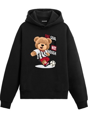 Colermi Futbol Tutkusu Kadın ve Erkek Sweatshirt Pamuklu Baskılı Ayıcıık Tasarım Hoodie Doğum Günü Hediyesi Pamuklu Ayıcık Tasarım Kapşonlu Sevgiliye Ayıcık Baskılı Kapşonlu Sweatshirt