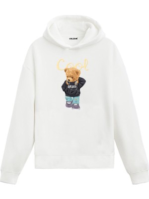 Colermi Havalı Ayıcık Kadın ve Erkek Sweatshirt Pamuklu Baskılı Ayıcıık Tasarım Hoodie Doğum Günü Hediyesi Pamuklu Ayıcık Tasarım Kapşonlu Sevgiliye Ayıcık Baskılı Kapşonlu Sweatshirt