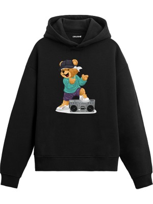 Colermi Hip Hop Dansı Kadın ve Erkek Sweatshirt Pamuklu Baskılı Ayıcıık Tasarım Hoodie Doğum Günü Hediyesi Pamuklu Ayıcık Tasarım Kapşonlu Sevgiliye Ayıcık Baskılı Kapşonlu Sweatshirt