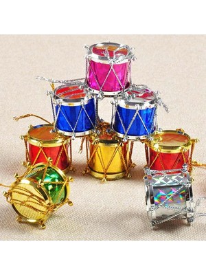 Sole Yıllbaşı Çam Ağacı Süsü Davul Figürlü Noel Ağacı Süsü 12 Li 3 cm