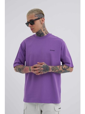 Machinist Erkek Basic Relaxed Pamuklu Mor Tişört