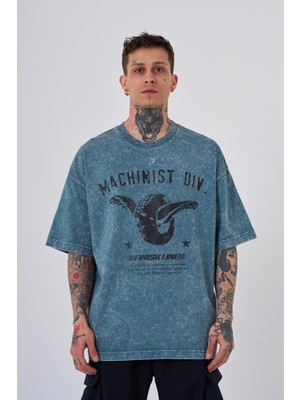 Machinist Erkek Yıkamalı Tire Baskılı Oversize Ghost Spotted Tişört