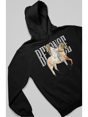 Fuddy Moda Unisex Beyonce Baskılı Kapüşonlu Sweatshirt, Oversize Pop Star Baskılı Hoodie