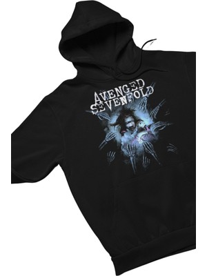 Fuddy Moda Unisex Avenged Sevenfold Yazılı Kapüşonlu Sweatshirt, Oversize Rock Band Baskılı Hoodie