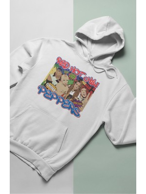 Unisex Red Hot Chili Peppers Baskılı Kapüşonlu Sweatshirt, Oversize Rock Metal Baskılı Hoodie