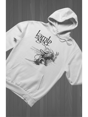 Unisex Lamb Of God Baskılı Kapüşonlu Sweatshirt, Oversize Rock Band Baskılı Hoodie