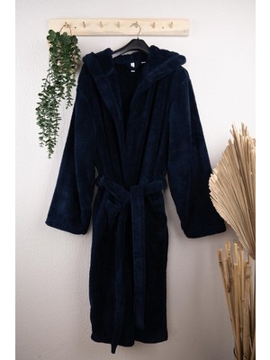 Wellsoft Peluş Yetişkin Kapüşonlu Cepli Bornoz