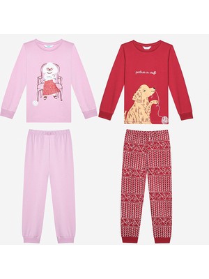 Penti Pamuklu Kız Çocuk Crafty Dogs Çok Renkli 2li Pijama Takımı