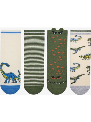 Erkek Çocuk Dinosaur Age 4lü Çok Renkli Soket Çorap