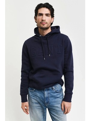 Gant Erkek Lacivert Regular Fit Kapüşonlu Sweatshirt