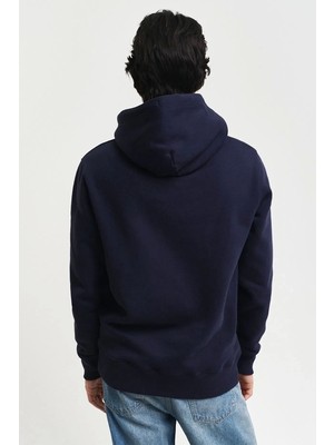 Gant Erkek Lacivert Regular Fit Kapüşonlu Sweatshirt