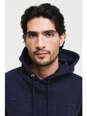 Gant Erkek Lacivert Regular Fit Kapüşonlu Sweatshirt