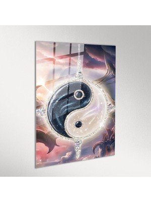 Ying Yang Soyut Cam Tablo