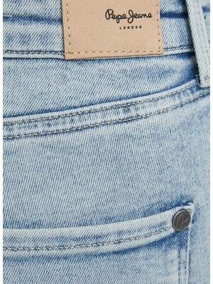 Pepe Jeans Yüksek Bel Dar Paça Regular Straight Mavi Kadın Denim Pantolon PL204584MI80