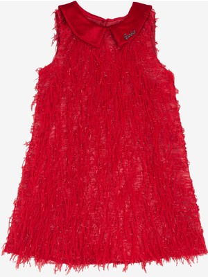 Barbie Düz Kırmızı Kız Çocuk Abiye Elbise BRB4WG-ELB6139