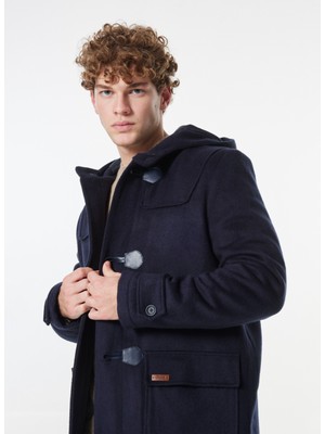 Jeep Lacivert Erkek Kaban Uzun Kol Midi Kesim Düz Desenli 2XL Boyutlu Şık Tasarım