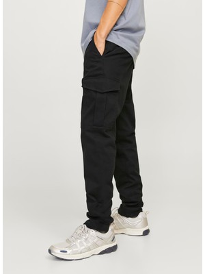 Jack & Jones Normal Bel Normal Paça Siyah Erkek Pantolon Jpstmarco Jjsantıago Cargo Mg