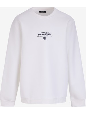 Jack & Jones Bisiklet Yaka Kırık Beyaz Erkek Sweatshırt Exc 12275179_JPRBLAYOUR Sweat Crew