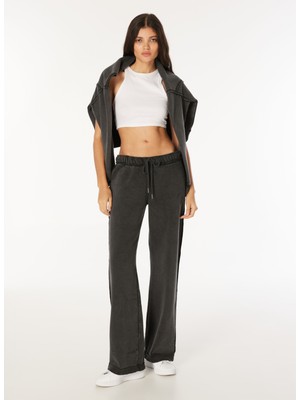 Guess Yüksek Bel Normal Siyah Kadın Pantolon Go Dıstressed Sweat - Organıc Co/pl