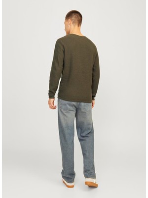 Jack & Jones Bisiklet Yaka Regular Fit Haki Erkek Kazak 12258407_JJECOOPER Knıt Crew Neck N