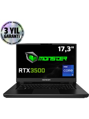 Monster Markut M7 V6.1.2 Intel Core I9 13980HX 64 GB Ram 2 Tb SSD 12 GB Rtx 3500 Ada Freedos 17,3" UHD 144 Hz Iş Istasyonu