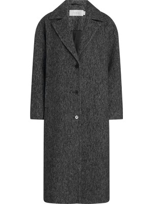 Calvin Klein Jeans Antrasit Kadın Kaban Melange Long Yün Coat