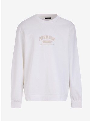 Jack & Jones Bisiklet Yaka Kırık Beyaz Erkek Sweatshırt Exc 12275176_JPRBLAHAF Sweat Crew