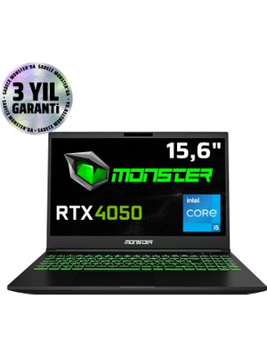 Monster Abra A5 V20.4.2 Intel Core i5 12450H 32 GB RAM 1 TB SSD 6 GB  RTX 4050 FreeDOS 15,6" FHD 144 Hz Oyun Bilgisayarı