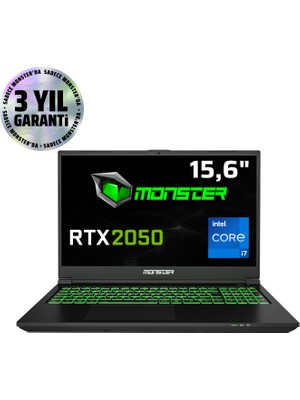 Monster Abra A5 V21.3.2 Intel Core I7 12700H 32 GB Ram 1 Tb SSD 4 GB Rtx 2050 Freedos 15,6" Fhd 144 Hz Oyun Bilgisayarı