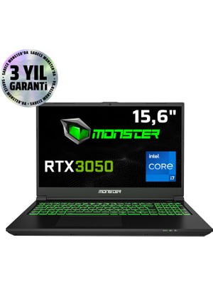 Monster Abra A5 V21.4.2 Intel Core I7 12700H 32 GB Ram 1 Tb SSD 6 GB Rtx 3050 Freedos 15,6" Fhd 144 Hz Oyun Bilgisayarı