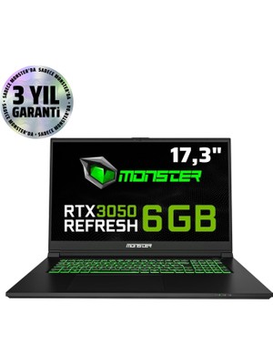 Monster Abra A7 V15.1 Intel Core I7 12700H 16 GB Ram 500 GB SSD 6 GB Rtx 3050 Freedos 17,3" Fhd 144 Hz Oyun Bilgisayarı