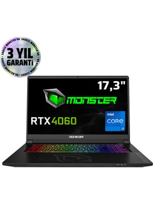 Monster Tulpar T7 V26.1.2 Intel Core I7 13700H 32 GB Ram 1 Tb SSD 8 GB Rtx 4060 Freedos 17,3" Fhd 144 Hz Oyun Bilgisayarı