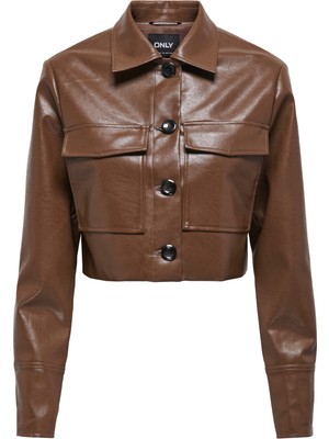 Only Normal Koyu Turuncu Kadın Ceket Onlrena Faux Leather Jacket Otw