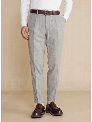 Brooks Brothers Normal Bel Duble Paça Standart Gri Erkek Pantolon BBFW24MPT008