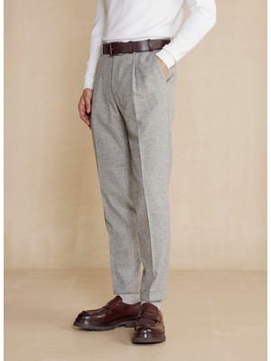 Brooks Brothers Normal Bel Duble Paça Standart Gri Erkek Pantolon BBFW24MPT008