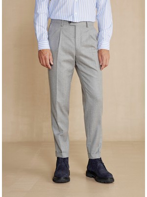 Brooks Brothers Normal Bel Duble Paça Standart Gri Erkek Pantolon BBFW24MPT006