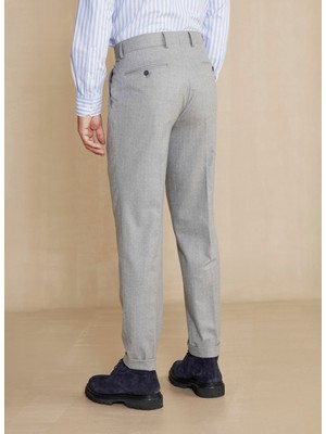 Brooks Brothers Normal Bel Duble Paça Standart Gri Erkek Pantolon BBFW24MPT006