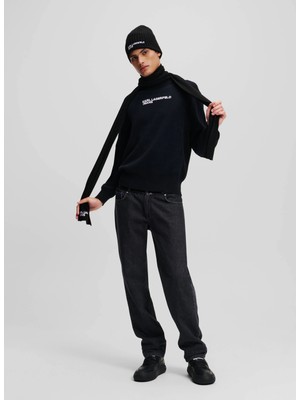 Karl Lagerfeld Bisiklet Yaka Normal Baskılı Krem Erkek Kazak 241D2000_KLJ Logo Sweater