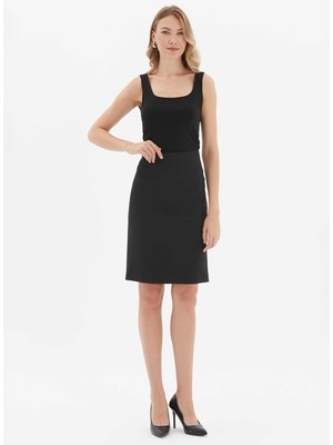 Selen Normal Bel Siyah Kadın Düz Standart Etek 24KSL3452