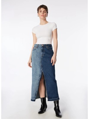 Lee Cooper Normal Bel Mavi Kadın Düz Standart Etek 251 Lcf 126002 Mıa Denım