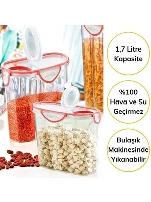 Buffer® Kilitli Kapaklı Contalı Hava,su Sıvı Geçirmez 1,7 Litre Erzak Saklama KABI-SA585