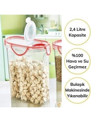 Buffer® Kilitli Kapaklı Contalı Hava,su Sıvı Geçirmez 2,4 Litre Erzak Saklama KABI-SA590