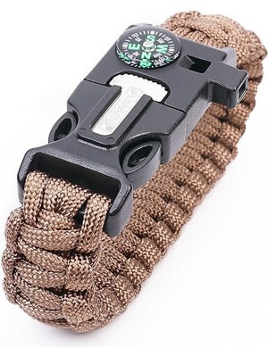 Çok Fonksiyonlu Paracord Kahverengi Bileklik