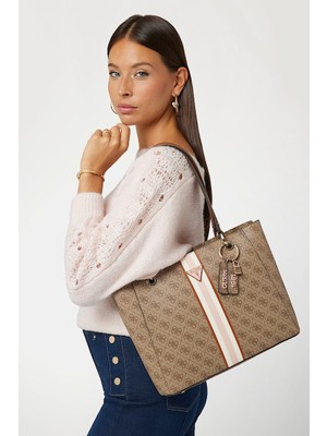 Guess Kadın Noelle 4g Logolu Shopper Çanta - Bej