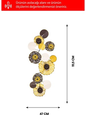 Tekno Trust Dekorenzo Daisy Metal Duvar Tablosu, Ev Ofis Duvar Panosu